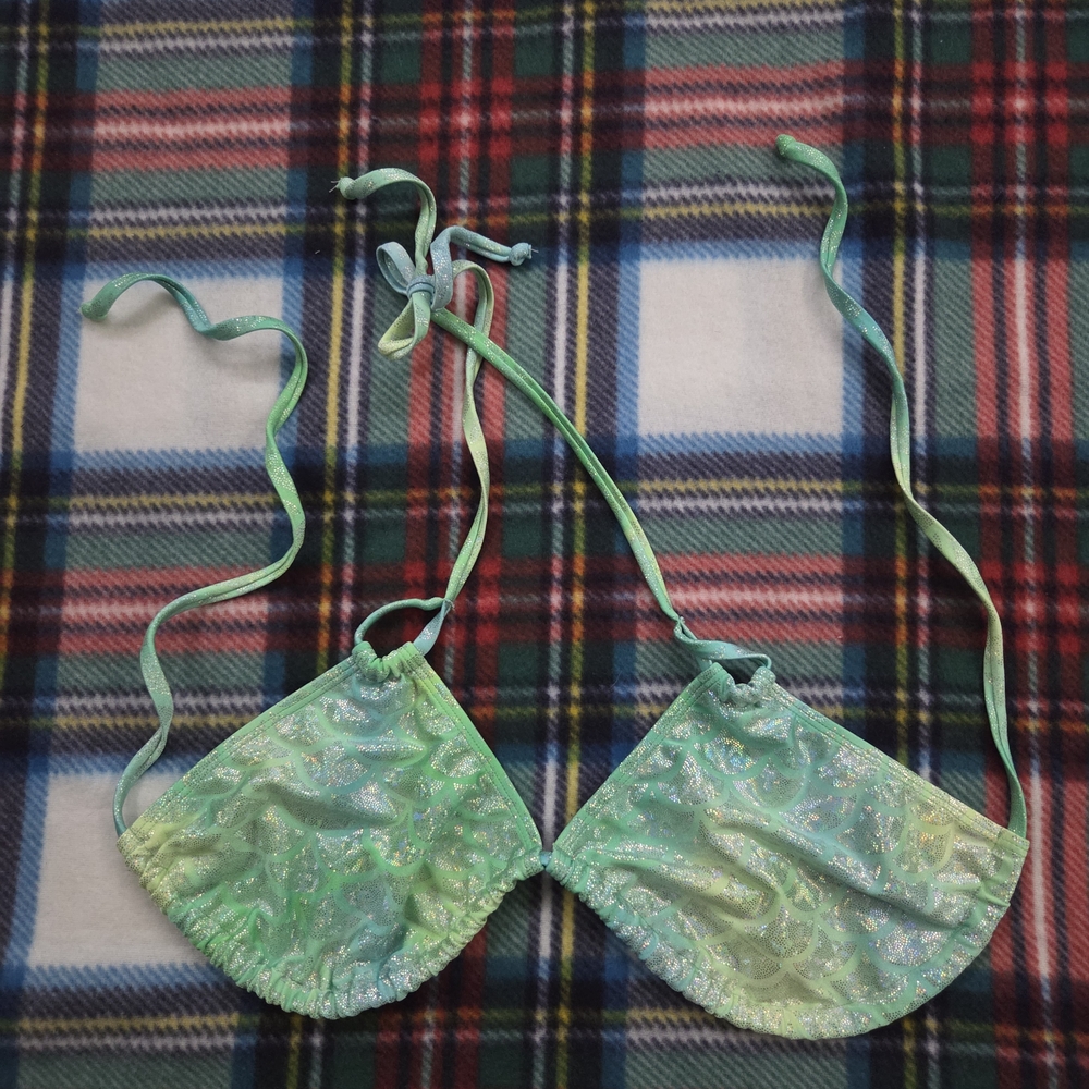 1X Curvy Beach Ombre Mint Mermaid Triangle Bikini Top
